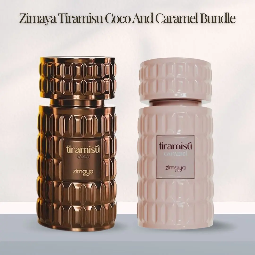 Zimaya Tiramisu Caramel & Coco Bundle - Unisex EDP Fragranced Perfume Set, 3.4 oz EDP Liquid Perfumes Each with Caramel, Warm Wood Musk, Coffee, Vanilla Notes & Soft Musky Finish, EDP Scents