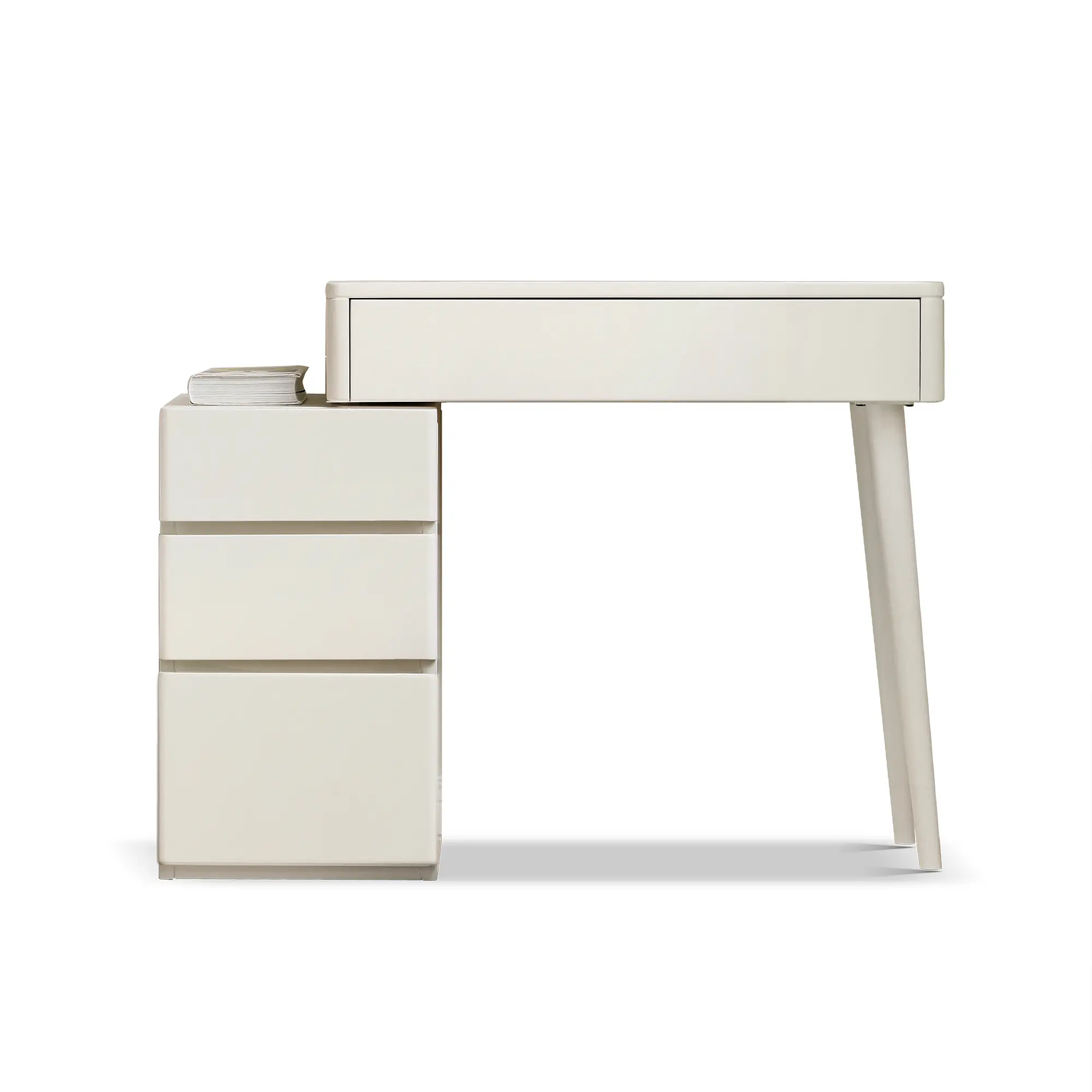Solid Wood Makeup Vanity Desk with Stool, White Finish, Compact Dressing Table with Drawers for Cosmetics and Jewelry, Liriodendron Wood, 15.75W x 31.5D x 30.31H in