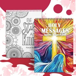 Bible Theme Coloring Book, 1 Count 24 Pages Thickened Spiral Circle Paper Coloring Book, Funny Drawing Painting Doodling Book for Stress Relief