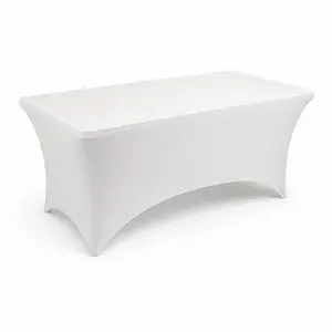 Elastic Nylon Tablecloth for Standard Folding Tables, Universal Rectangular Fit, Washable, Wrinkle Resistant, Stretchy, Wedding Decor, Washable Table Cover