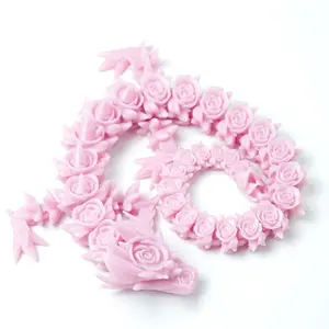 3D printed rose pink dragon model toys, flexible joint animal doll statues, home and office desk decorations, holiday surprise gifts Ornaments