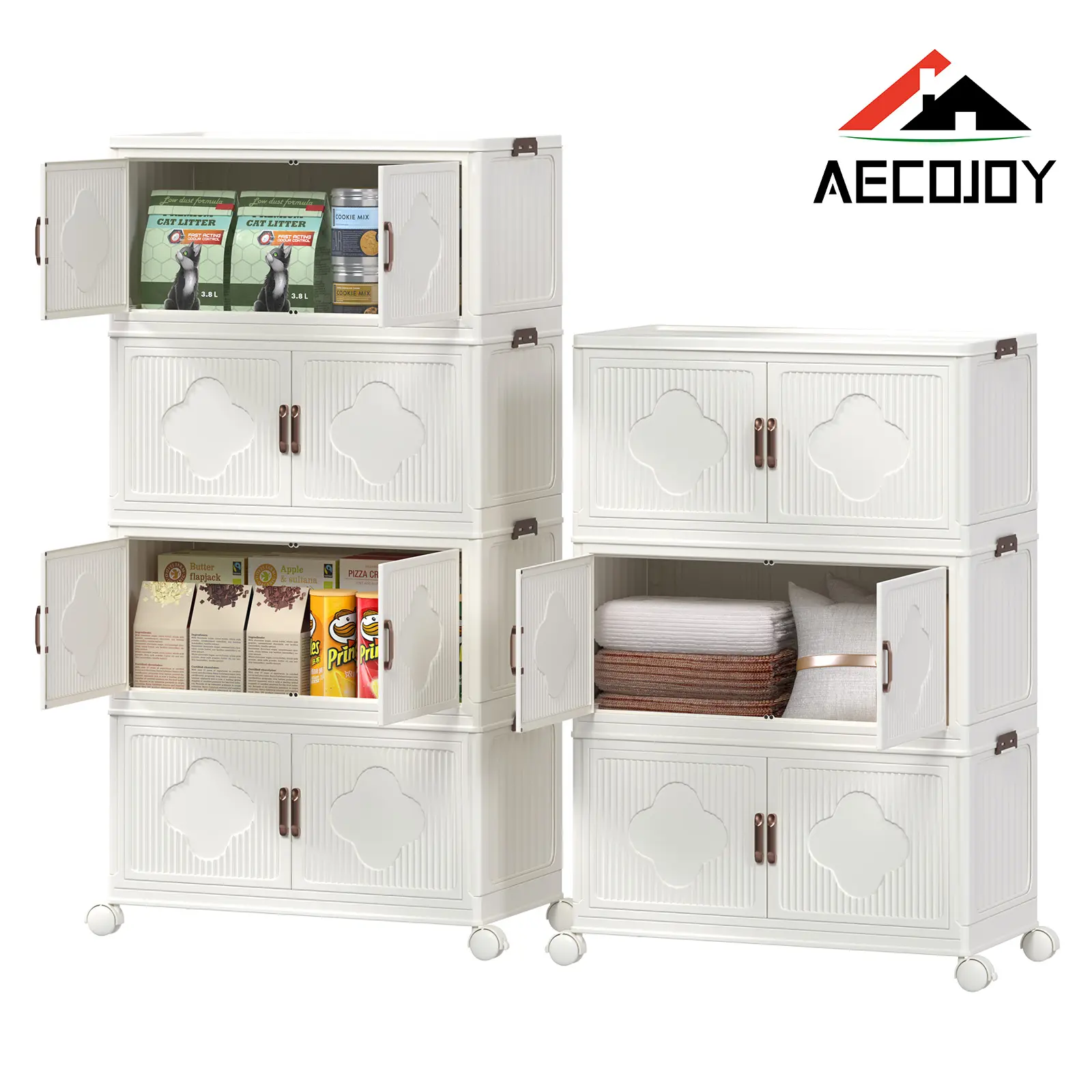 【Back to school】AECOJOY Storage Box Super Large Foldable with Lid Large Stackable Bins Customizable Design for Home & Office Organization High-Quality Sturdy Material Organiser