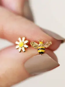 1 Pair Cute Bee Stud Earrings For Women For Wedding Anniversary Engagement Party Jewelry Valentine's Day Gift