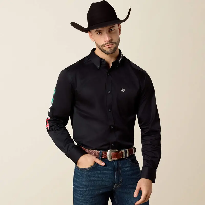Ariat Team Logo Classic Fit Shirt EXTRA SMALL - Plain Design for Everyday Wear & Casual Occasions SKU 10017497 Men's Black Long Sleeve Top
