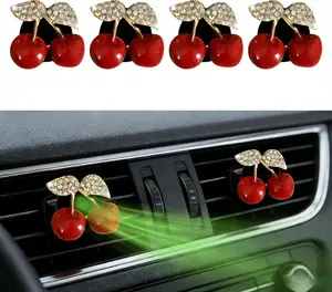Pcs CherryShaped Car Air Freshener Vent Clips with Rhinestones, Unscented Cute Car Air Freshener for Men Women, Fragrance Diffuser Clip for Car and Truck Air Fresheners, Sparkling DecorA