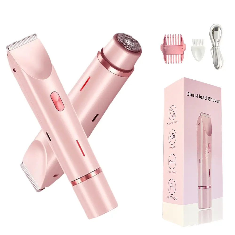 Women’s hair remover, 2-in-1 bikini shaver for women, rechargeable waterproof design, painless hair removal for face, underarms, legs, and body, summer gift, holiday gift, gift for mothers and women