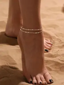 1pc Fashion Ladies Waterproof Stainless Steel Anklet Bracelet-matt Texture Simple Design, Simple and High-end Design, Suitable for Daily Wear, Vacation and Valentine's Day Gifts of Beach-friendly Accessories, The Perfect Gift for Family and Ladies