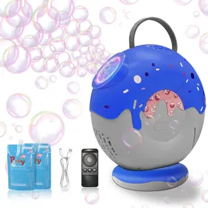 Atmosphere Bubble Machine Toy, 360°Automatic Rotating Bubble Game - New Donut Design Large Capacity with Colorful Lights, Outdoor Party Electric Bubble Machine, Wedding Use, Children's Birthday Gift