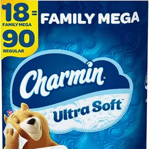 Charmin Ultra Soft Cushiony Touch Toilet Paper, 18 Family Mega Rolls = 90 Regular Rolls