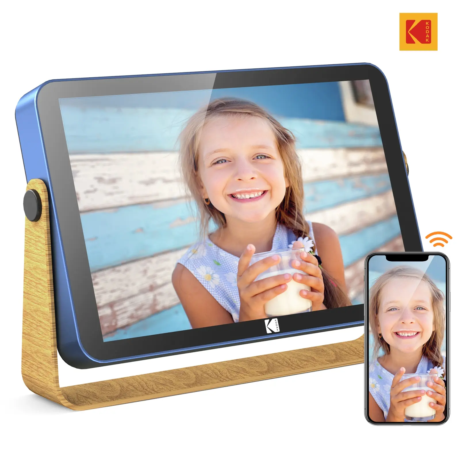 KODAK WiFi Digital Photo Frame - 10.1 in, 32GB Built-in Memory, 1280*800 Touch Screen, 4000mAh Battery, 2.4GHz WiFi, Cloud Storage, Auto-Rotate, Wall-Mountable, Modern Decorative Home Decor with Slide Show Playback, Family Gift for Christmas