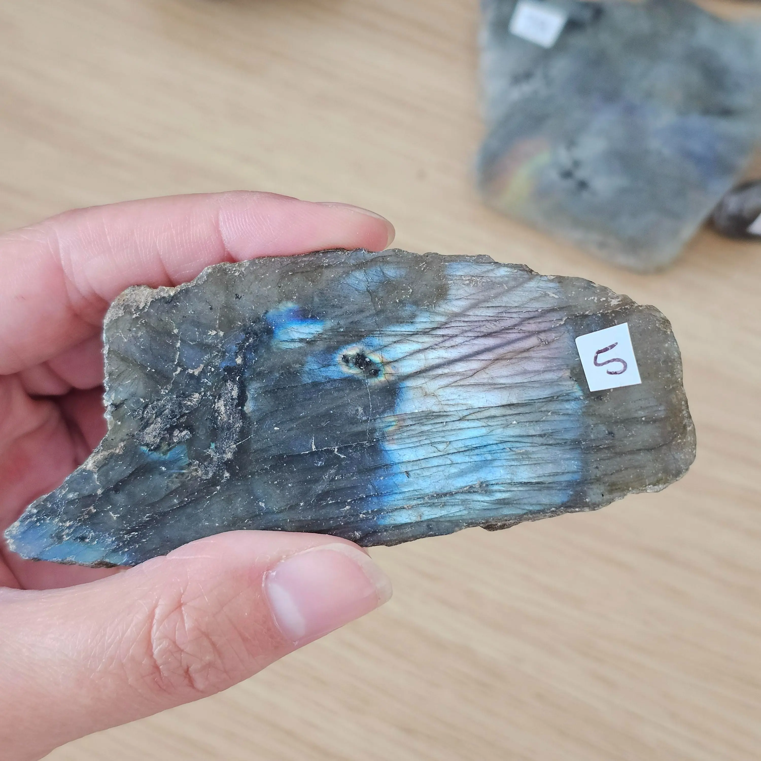 Labradorite Slab - Half Polished Chunks of Natural Labradorite Crystal