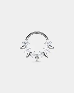 Spike CZ Cluster Titanium Septum Ring