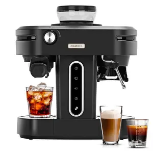 Mcilpoog AC510 15Bar Semi Automatic Espresso Machine With Grinder & Steam Wand,3-in-1 Compact Espresso Coffee Maker With 28 oz Removable Water Tank for Cappuccino or Latte,Gift for Dad