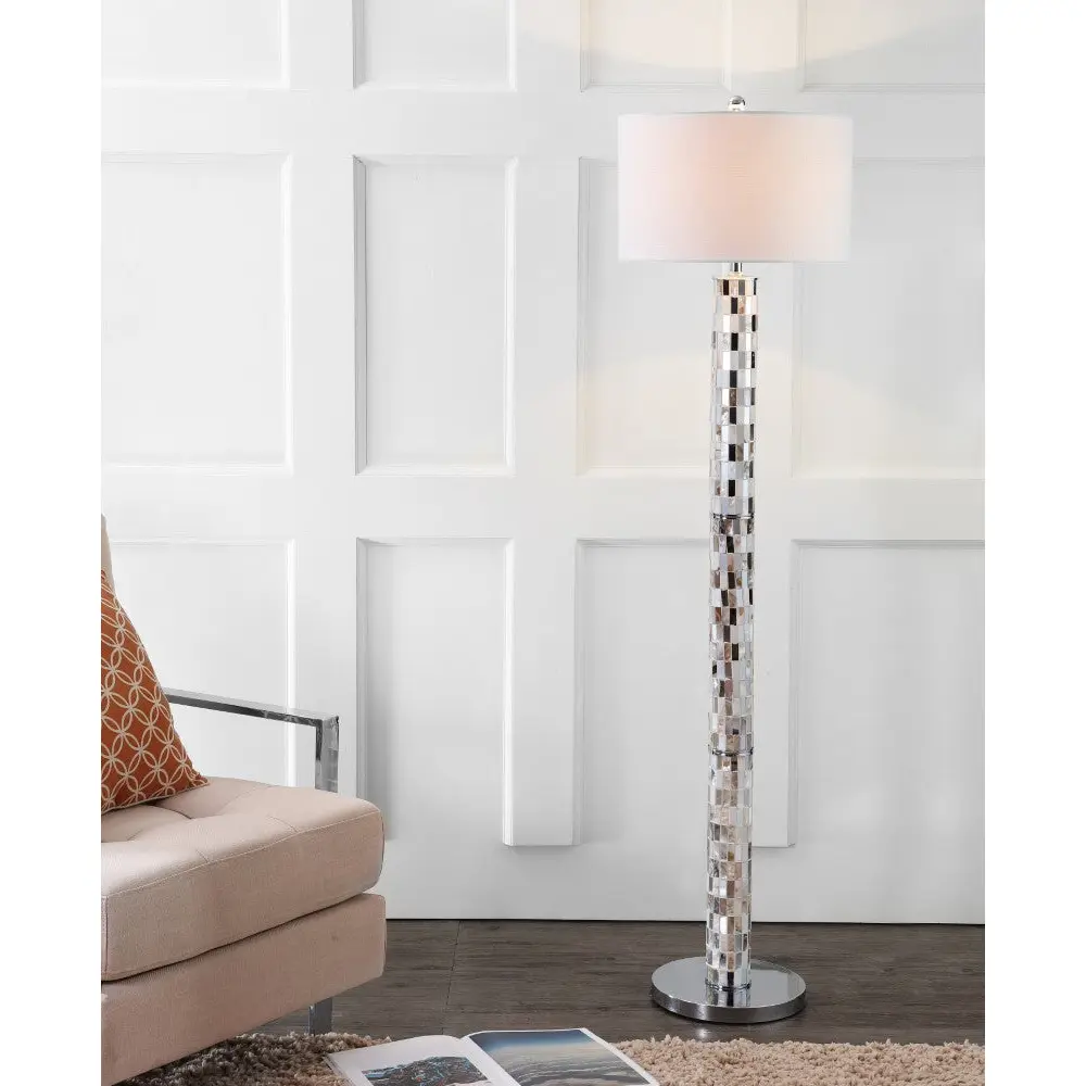 JONATHAN Y Liam Coastal Seashell Mosaic LED Floor Lamp; for Living Room,Bedroom, Kitchen, Office