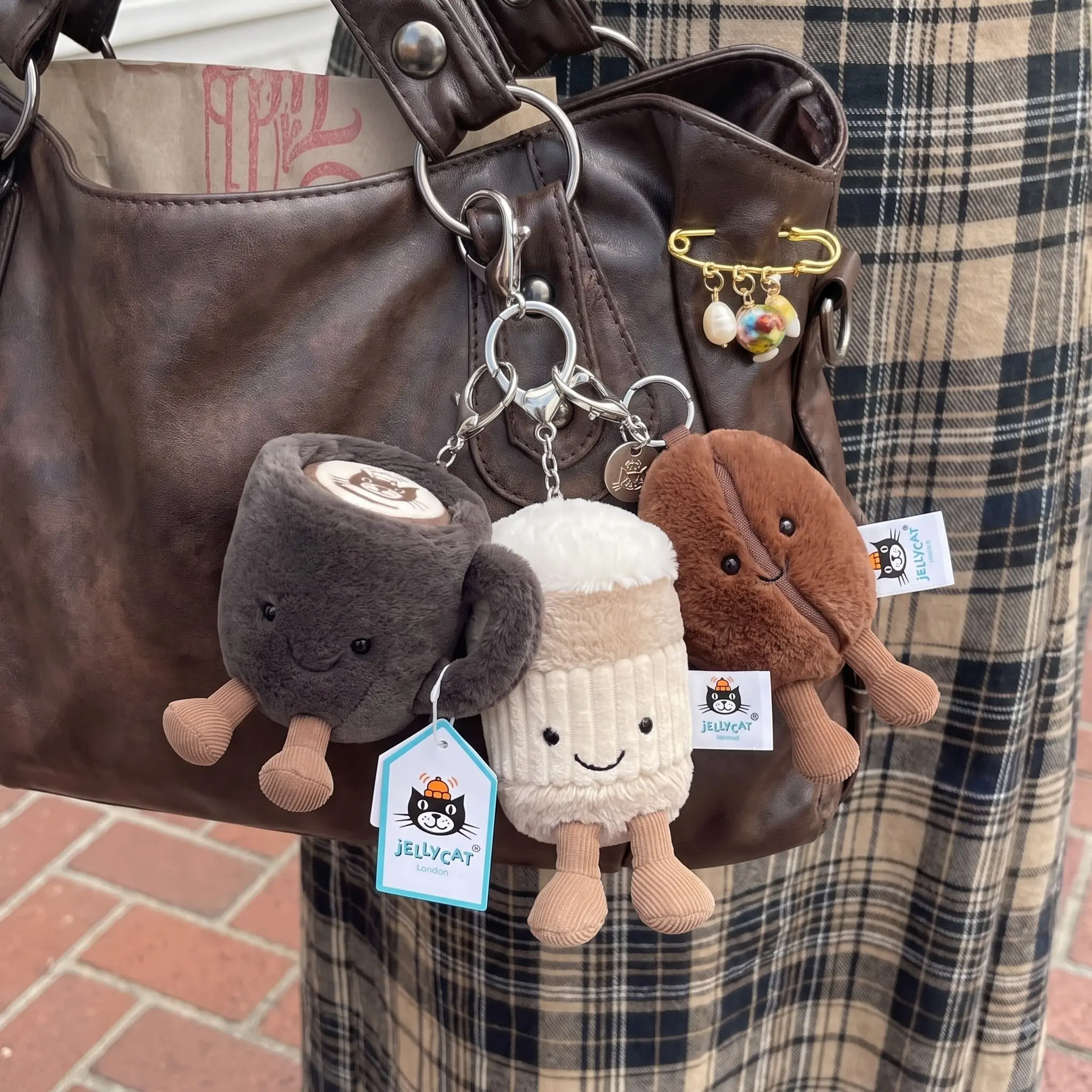 JellyCat Coffe To Go Plush Bag Charm Collection, Adorable Plush Keychain, Christmas Halloween Gift, Birthday Gift for Her, Bag Charm, Cute Soft Coffee Bag Accessory, Adorable Cloud Gift for Her