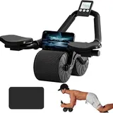 Upgraded 2 Wheels Abs Roller Wheel with Timer, Knee Mat, Automatic Rebound & Elbow Support - Core-Strengthening Fitness Equipment for Men, Women,abs roller abdominal ,
