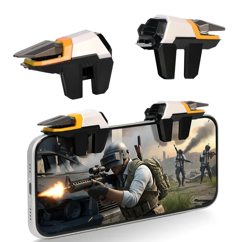 BlueWow 6-Finger Portable Lightweight Gaming Triggers Accessories - Durable Alloy-Silicone Button Clips, Anti-Slip Ergonomic Gamepad, 6th Finger Device for 6mm-15mm Thick iPhone & Android Phones (COD Mobile, Free Fire, Delta Force)