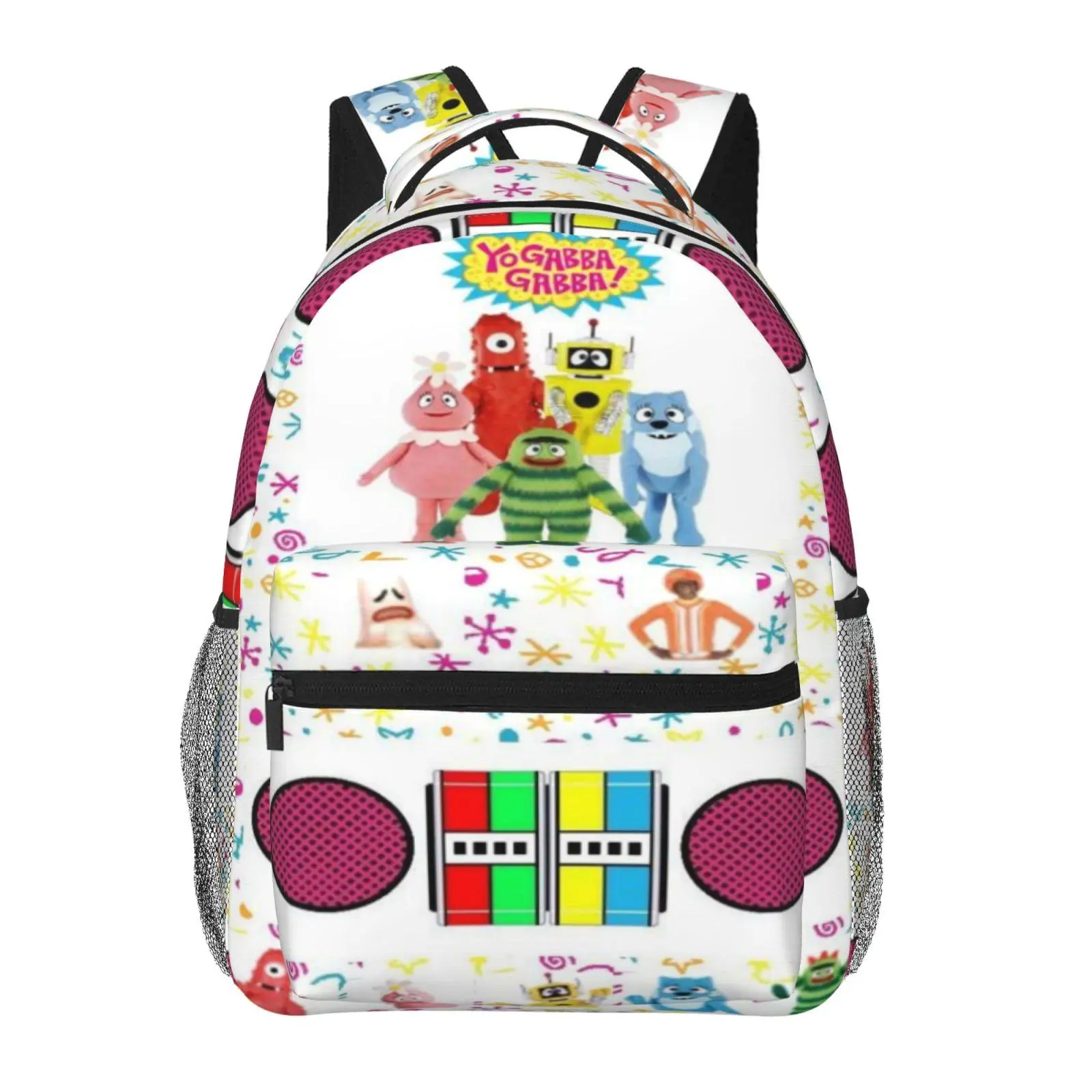 Cute YoGabbaGabba backpacks for school—large-capacity, exquisite print; YoGabbaGabba laptop daypacks for campus daily commutes; durable casual YoGabbaGabba bookbags; gifts for teens and students.