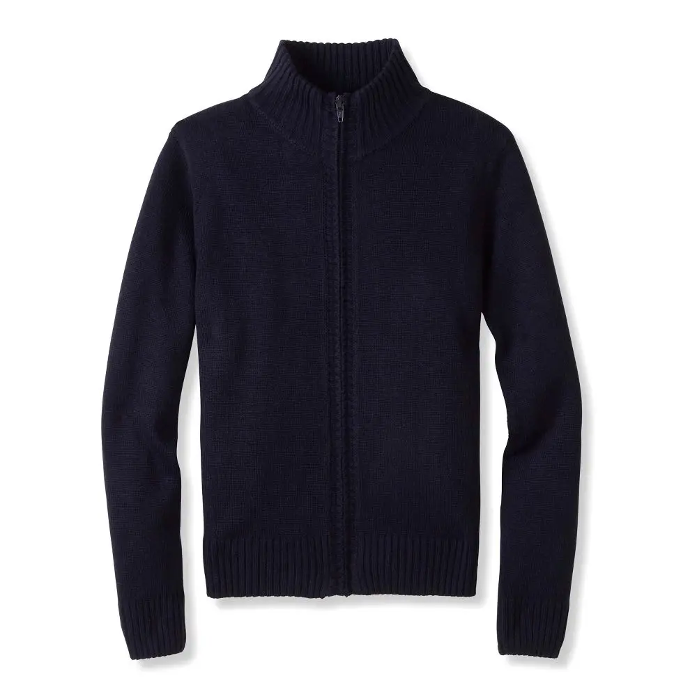 French Toast School Uniform Co-Ed Mock Neck Zip Front Sweater-Youth-NAVY-YL