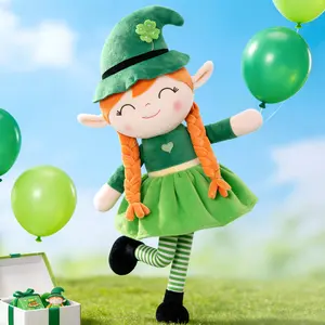 16-Inch St. Patrick’s Day Elf Plush Dolls, Soft Green Lucky Stuffed Toys (Irish Boy & Girl), Safe Lightweight Fabric, Kids Birthday Gift, Decorative Nursery Photo Prop