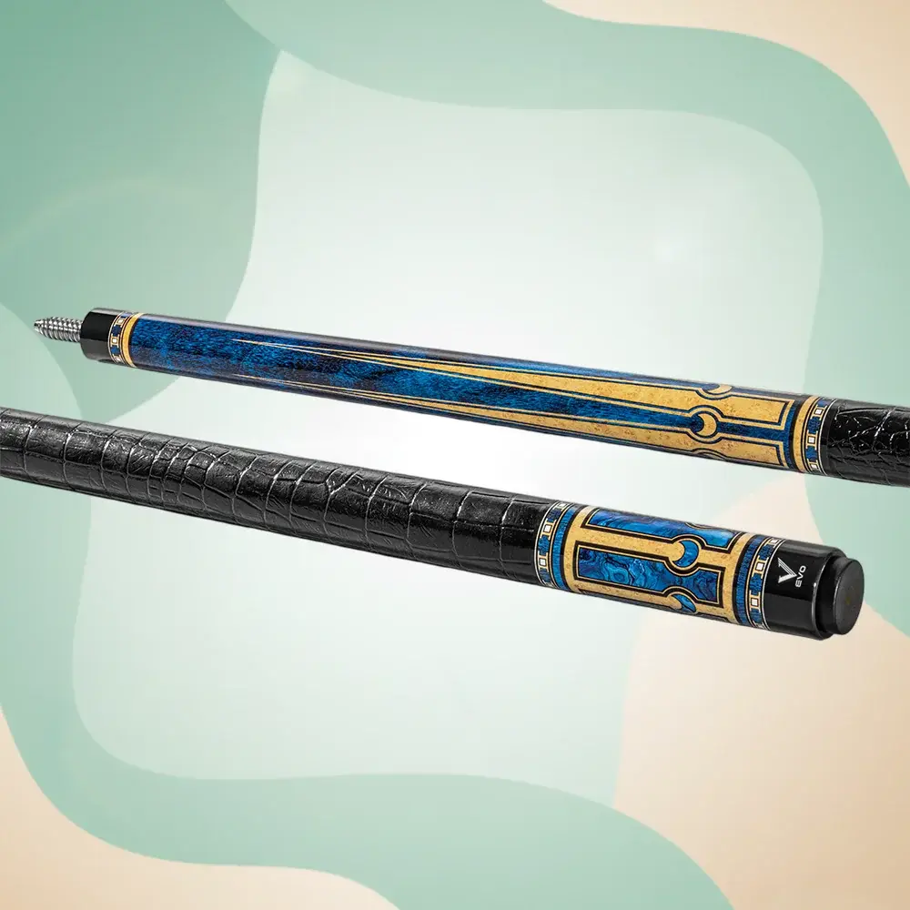 EVO LUNA Pool Cue - Sapphire Gate Edition with Leather Wrap | Glassfiber Shaft, Carbon + Glassfiber Butt, Hybrid Pro Taper, TIME 3 Tip, 3/8-10 Stainless Joint, 19-19.5 oz Precision