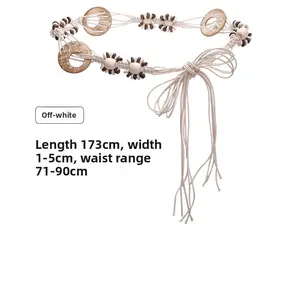 Vacation Waist Rope Bohemian Braided Ladies with Wax Rope Braided Beaded Waist Chain Thin Belt