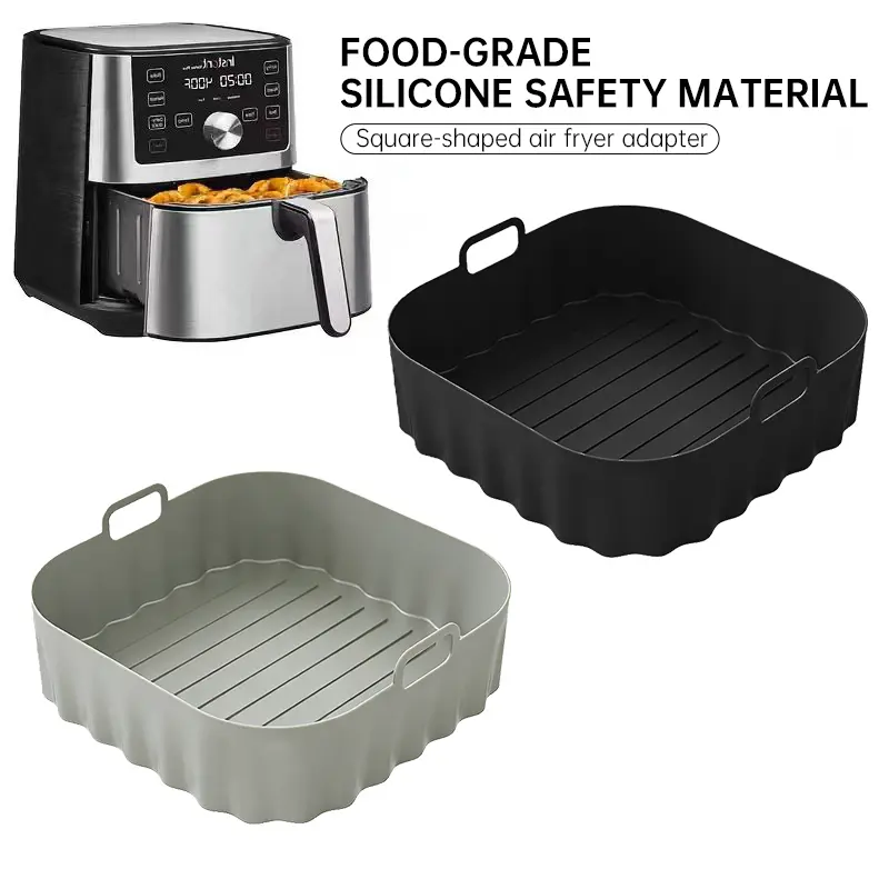 2-Pack Food-Grade Silicone Baking Pans, High Heat Resistant Reusable Easy-Clean Air Fryer Tray for Oven, Microwave, Air Fryer, Air Fryer Accessories, Kitchen