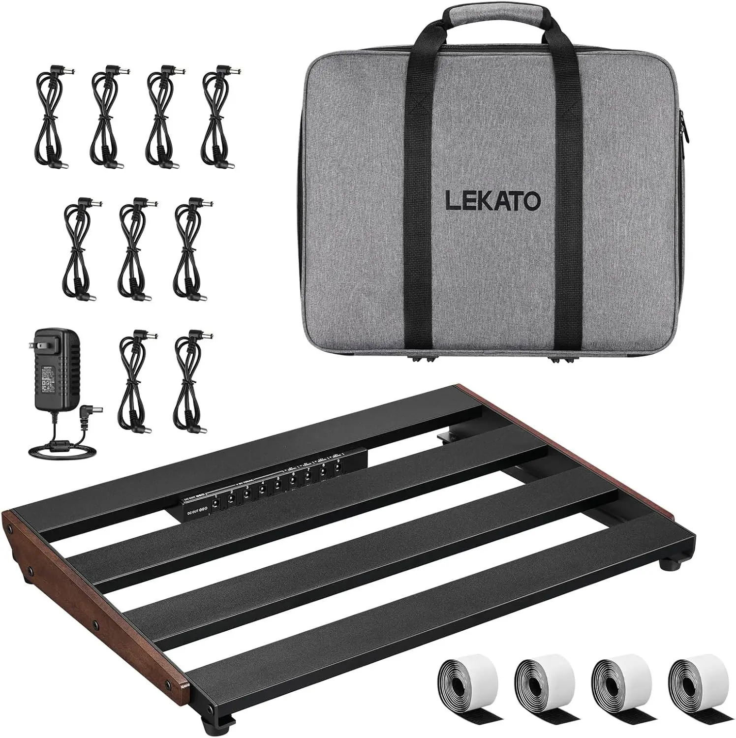 LEKATO Guitar Pedal Board Built-in Power Supply 9 Independent DC Outlets with Carry Bag