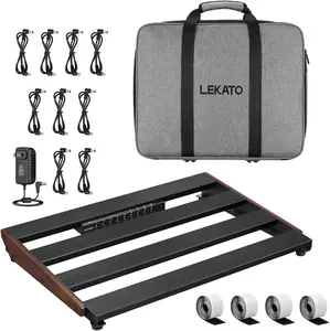 LEKATO Guitar Pedal Board Built-in Power Supply 9 Independent DC Outlets with Carry Bag