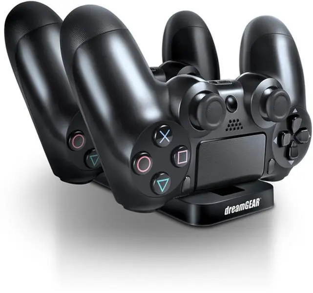 PlayStation 4 Dual Power Dock - DreamGear DGPS4-6432 Controllers Charging Dock with Cable, Black, PS5-Compatible Gaming Console Accessory