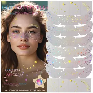 8 Pcs Laser Silver Freckle Stickers, Waterproof Sweatproof Temporary Tattoo, Heart Design Face Decals, Stage Performance Party Decorations