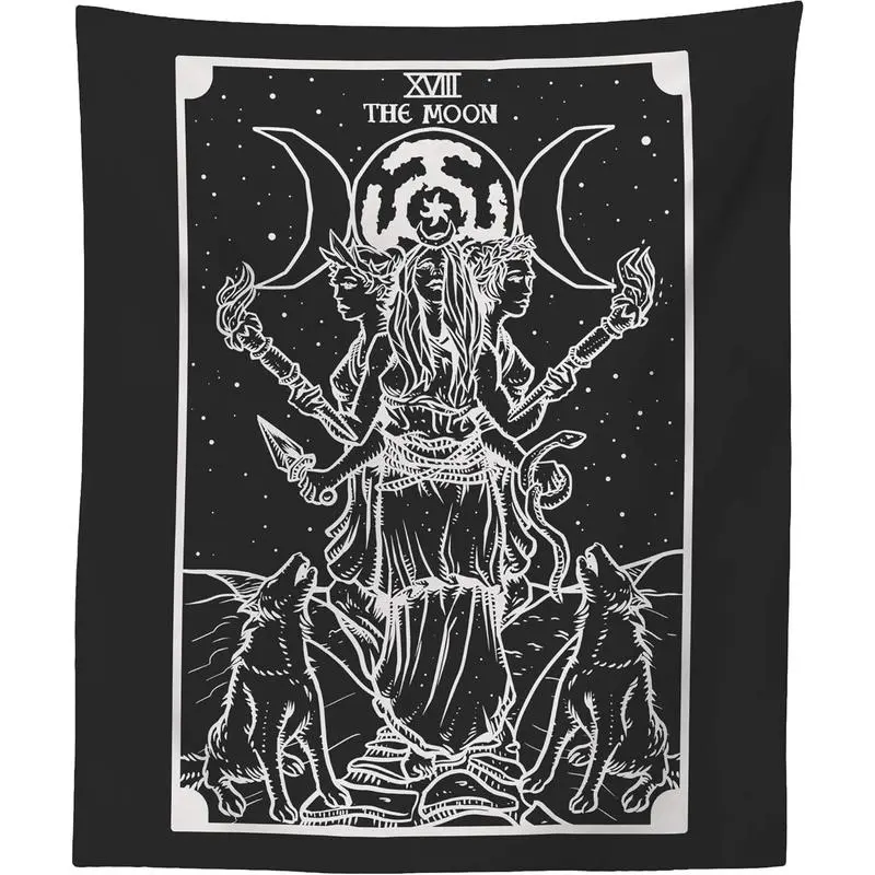 The Goddess Hecate Tarot Card Triple Moon Goddess Of Witchcraft Hekate Wheel Pagan Witch Tapestry, Wall Hanging Tapestry, Tapestry For Bedroom Living Room Decor, Best Gift For Family Friends