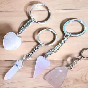 Rose Quartz Natural Gemstone Keychain
