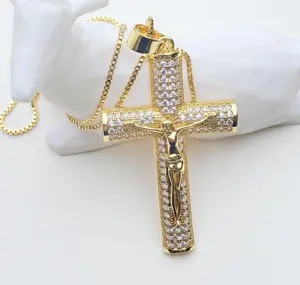 Crucifix Genuine Diamond Pendant Necklace Unisex 3.3cm x 5cm for Birthdays Holidays Prayer Jesus Cross Meaningful Jewelry Gift Versatile Spiritual gifts girlfriend necklaces for women