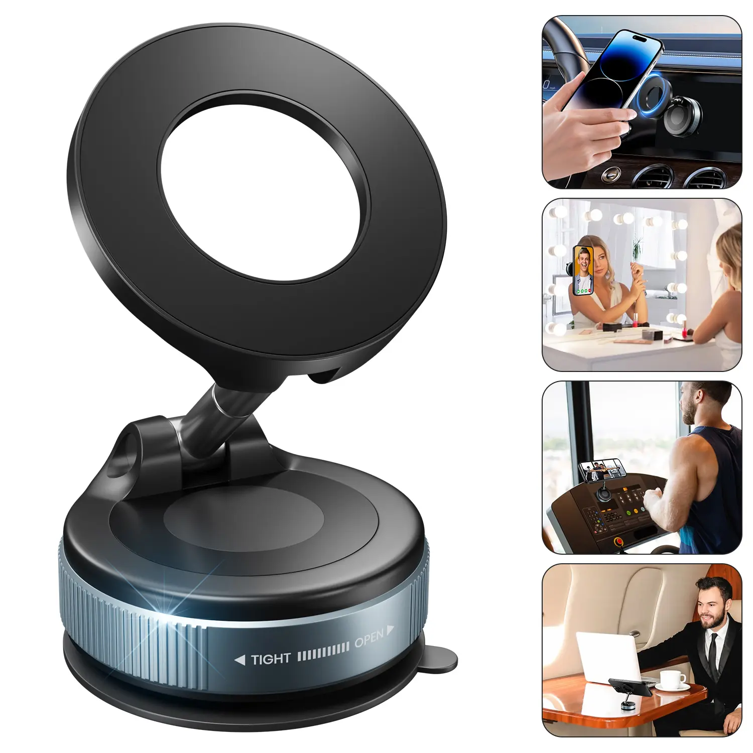2026 Upgraded Vacuum Magnetic Car Phone Holder 360° Reinforced 96LBS Ultra Suction Cup Phone Mount for MagSafe Cell Phone Holders for Your Car/Gym/Mirror Mount for iPhone & Android