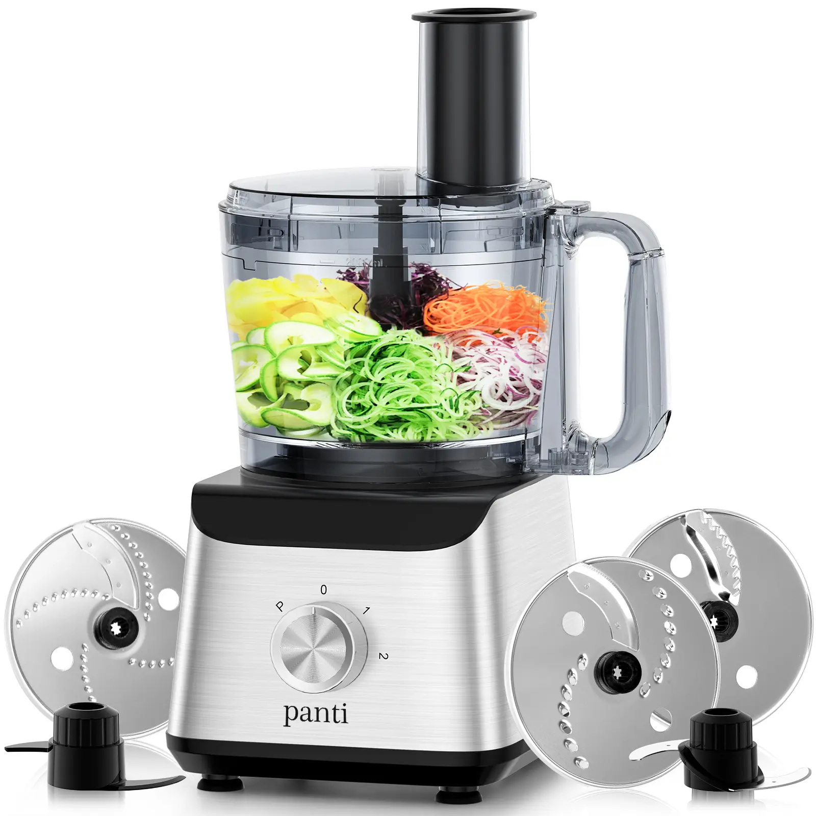 Food Processor, 600W 6-Function Electric Food Chopper – For Chopping, Mincing, Dicing, Shredding, Slicing, Pureeing and Dough Making, Equipped with 12-Cup Processing Bowl, Food Chute and Pusher Kitchen Vegetable Slicer Meat Shredder
