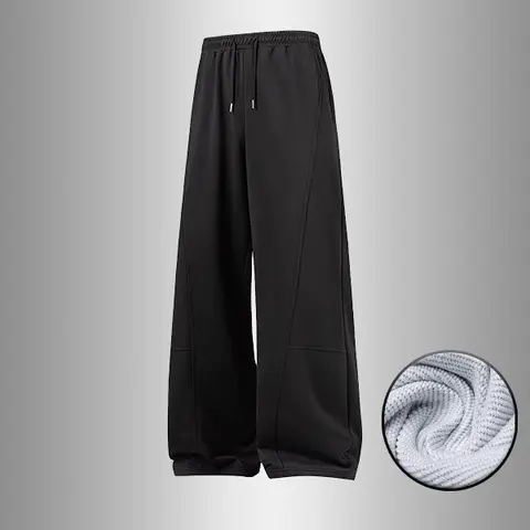 Men's Minimalist Wide-Leg Baggy Sweatpants - Relaxed Fit Drawstring All-Seasons Comfortable Casual Menswear Bottoms