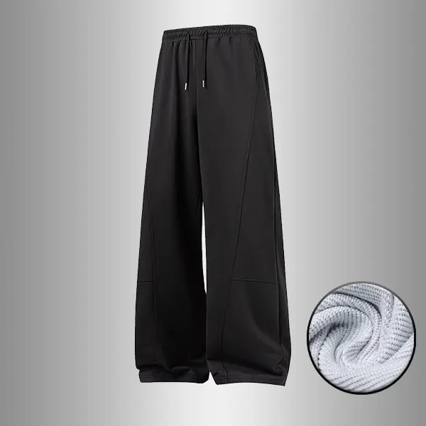 Men's Minimalist Wide-Leg Baggy Sweatpants - Relaxed Fit Drawstring All-Seasons Comfortable Casual Menswear Bottoms
