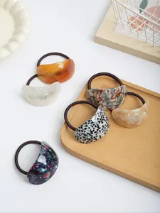 Elegant Acetate Oval Hair Ties, 6pcs Fashionable Casual Ponytail Holders, Perfect for Daily & Leisure Gatherings