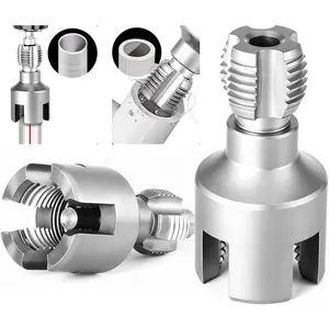 Pipe Threading Tool for Internal & External Threads Dual End 1/2" NPT & 3/4" NPT Die for PPR/PVC/MPP Pipes Hex Shank for Power Drills Pvc pipe threader Inside pipe cutter