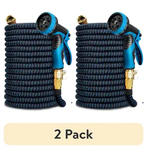 (2 Pack) Kotto 150 Ft Expandable Garden Hose, Water Hose for outside with 10 Spray Nozzles, Brass Connector, Leak-Proof, Blue KOTTO