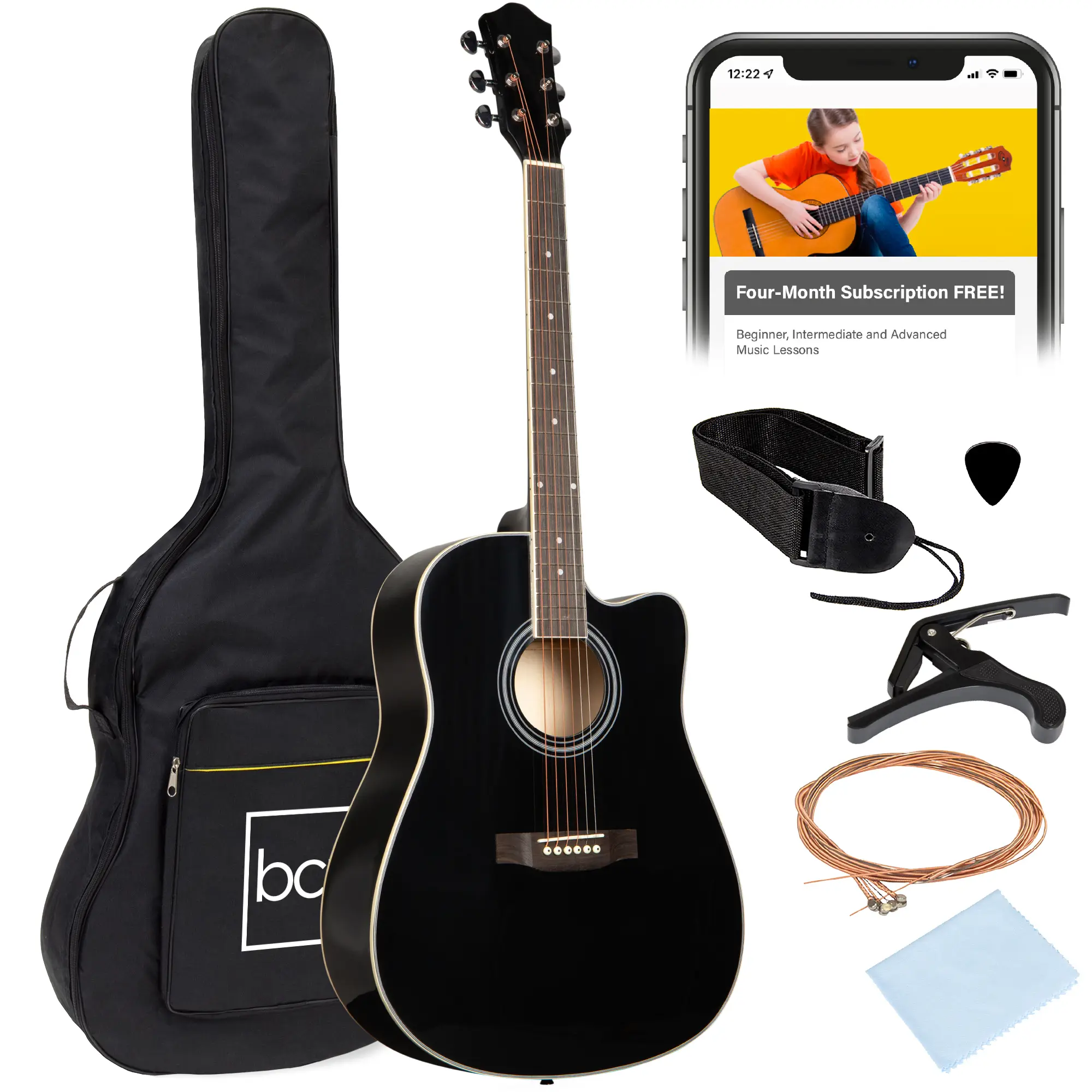 Best Choice Products 41in Full Size Beginner Acoustic Guitar Set with Case, Strap, Capo, Strings Best Choice Products 41in Full Size Beginner Acoustic Guitar Set with Case, Strap, Capo, Strings