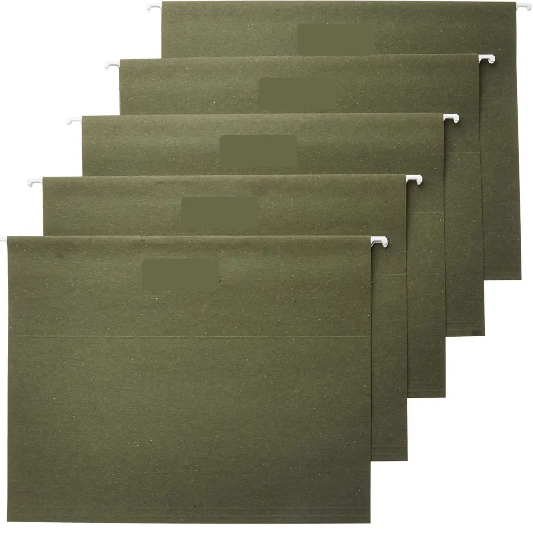 Hanging File Folders with Adjustable Tabs, Sturdy Expandable Document Organizer, Letter Size 8.5x11 inch, Green, 25-Pack