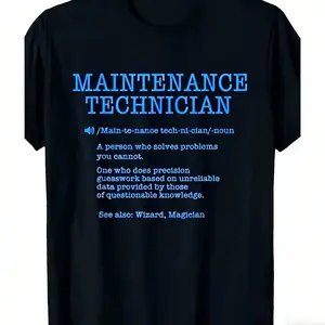100 Cotton Maintenance Technician and Repair Worker TShirt Unisex Casual Round Neck Tee with Handyman and Tools Graphic Print Soft Breathable Durable Workwear Gift