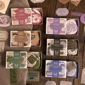 240 Sheets/Set Of Gilded Box Stickers, Light Retro, Writable, Sealing Stickers, Hand Curtains, Decorative Stickers Scrapbook Materials office supplies Crafts