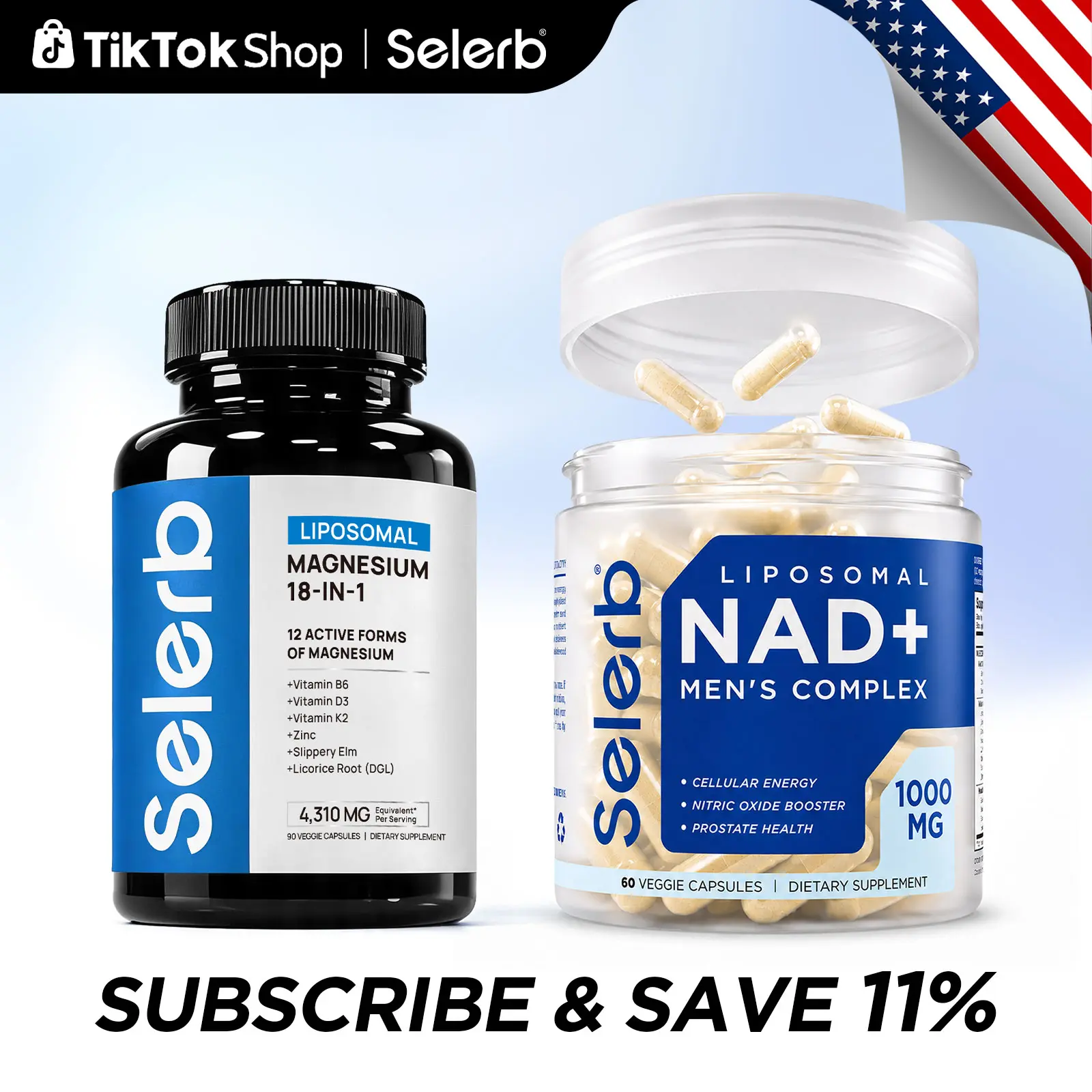 Selerb Men’s Daily Pack – Liposomal NAD+, CoQ10, Ashwagandha & Multi-Magnesium with B6, D3, Zinc – Energy, Circulation, Sleep & Muscle Support Fitness Dietary Edible sleep aid