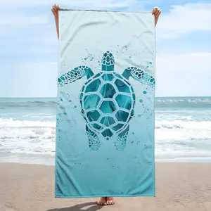 Extra Large Microfiber Beach Towel - Super Absorbent Sea Turtle Print Coastal Design for Travel, Pool, Yoga & Camping | All-Season Bath & Beach Mat, Quickdrying Fabric