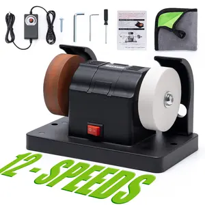 Dual Wheel Electric Bench Grinder, 12-Speed Variable Speed Electric Sander, Dual Wheel, Metal Wood Stone Jewelry Grinding & Polishing Machine , Desktop Electric Coarse & Fine Grinding Wheel Polishing Stone