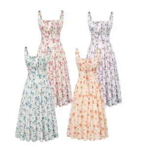 Grace Karin Women's Floral Midi Dress Corset Sundresses 2026 Summer Spring Vacation Milkmaid Dresses