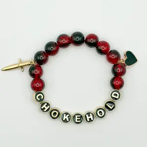 ST song inspired bracelets red and black glass crackle beads